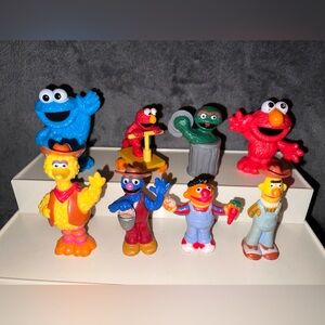 Sesame Street Figures lot PVC Big Bird cookie monster grover Western Vintage JHP
